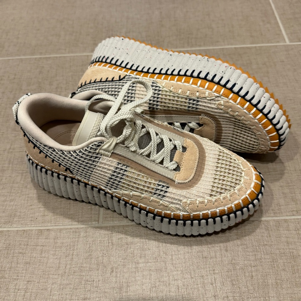 Chloe Nama Platform Sneakers in Biscotti Beige 40